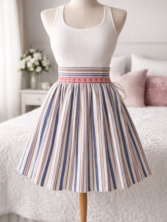 Dresses & Skirts - Striped Apron- Midi Skirt with flare